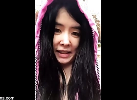 Chinese Teen stars nearby Bollywood Spectacular together with then flashes big breasts outdoors nearby the rain