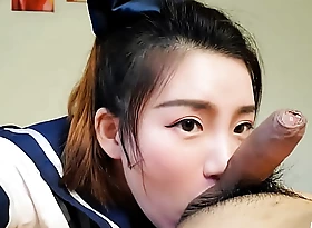 Chinese Pupil Giving Ardent Orall-service and Cum in Frowardness - NicoLove
