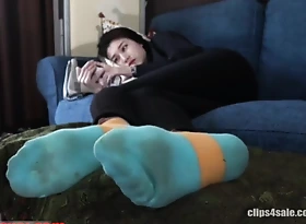 Pretty girl's dirty socks portray