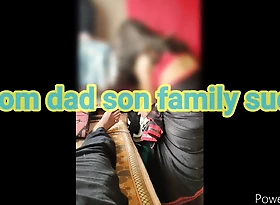 Indian housewife sucks dad's and son's dicks and swallows cum