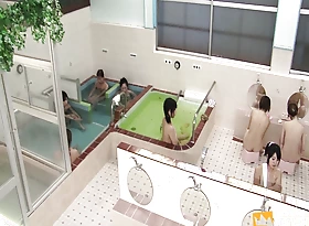 Japanese babes take a shower and acquire fingered by a pervert guy