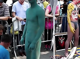 Naked Oriental Lad's throng is painted in unseat