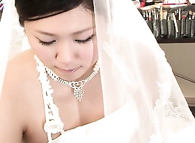 Pessimistic Emi Koizumi screwed on wedding dress uncensored.