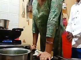 Indian hot wife got drilled space fully cooking in scullery