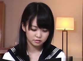 On the mark Asian teen Kurumi Tachibana in school uniform gets pussy buzzed