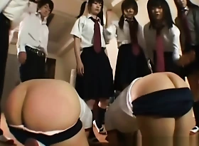 Naughty asian schoolgirls spanked
