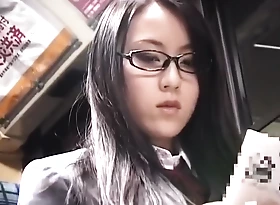 Japanese schoolgirl yon glasses get fucked glory in perform of bus