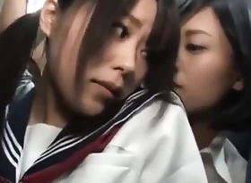 Japanese Dirty Lesbians in excess of a catch train 1