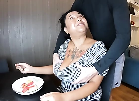 Busty Oriental Breastfeeding Explosive Handjob and Breezies Sex
